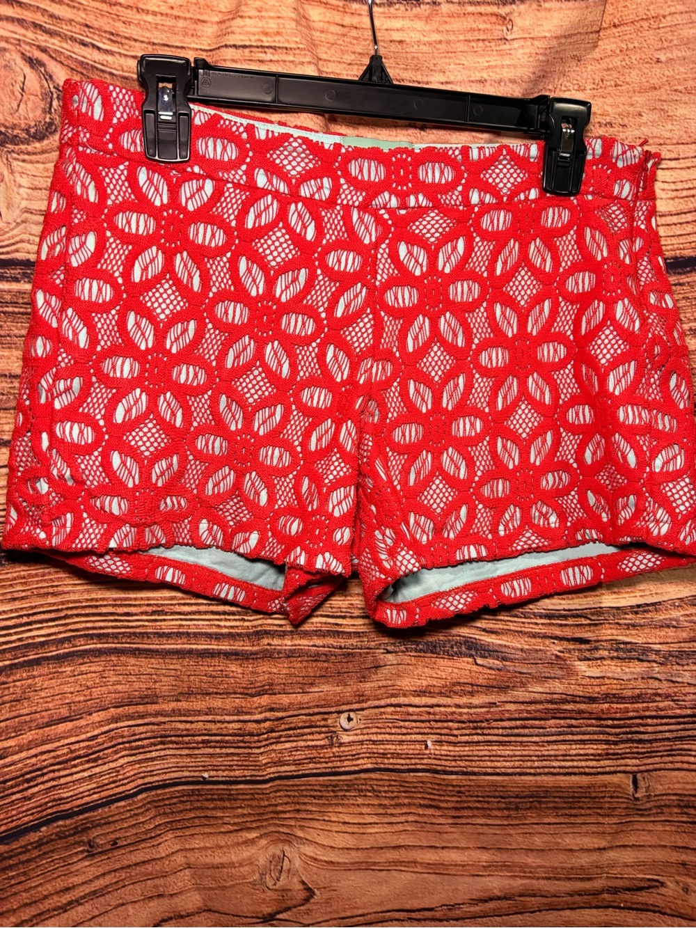 Judith March Red Floral Lace High Waist Shorts
